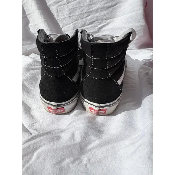 Vans SK8 HI Black Suede White Stitch High Top Skate Shoes Men 7 Women 8.5 - Picture 4 of 9